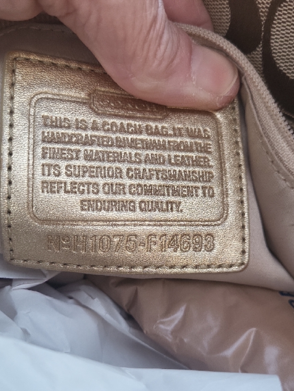 Coach Monogram Tote in Brown and Tan with Gold Hardware - Picture 8 of 13